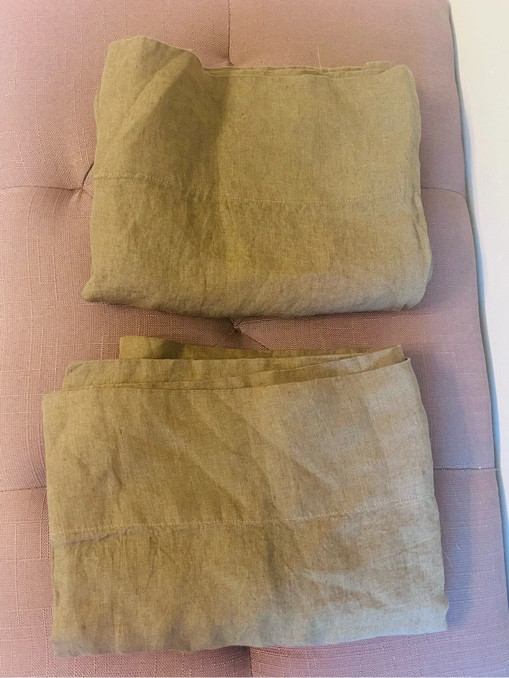 NWOT Quince Dusty Olive Green Linen Standard Pillow Case Pair of 2!